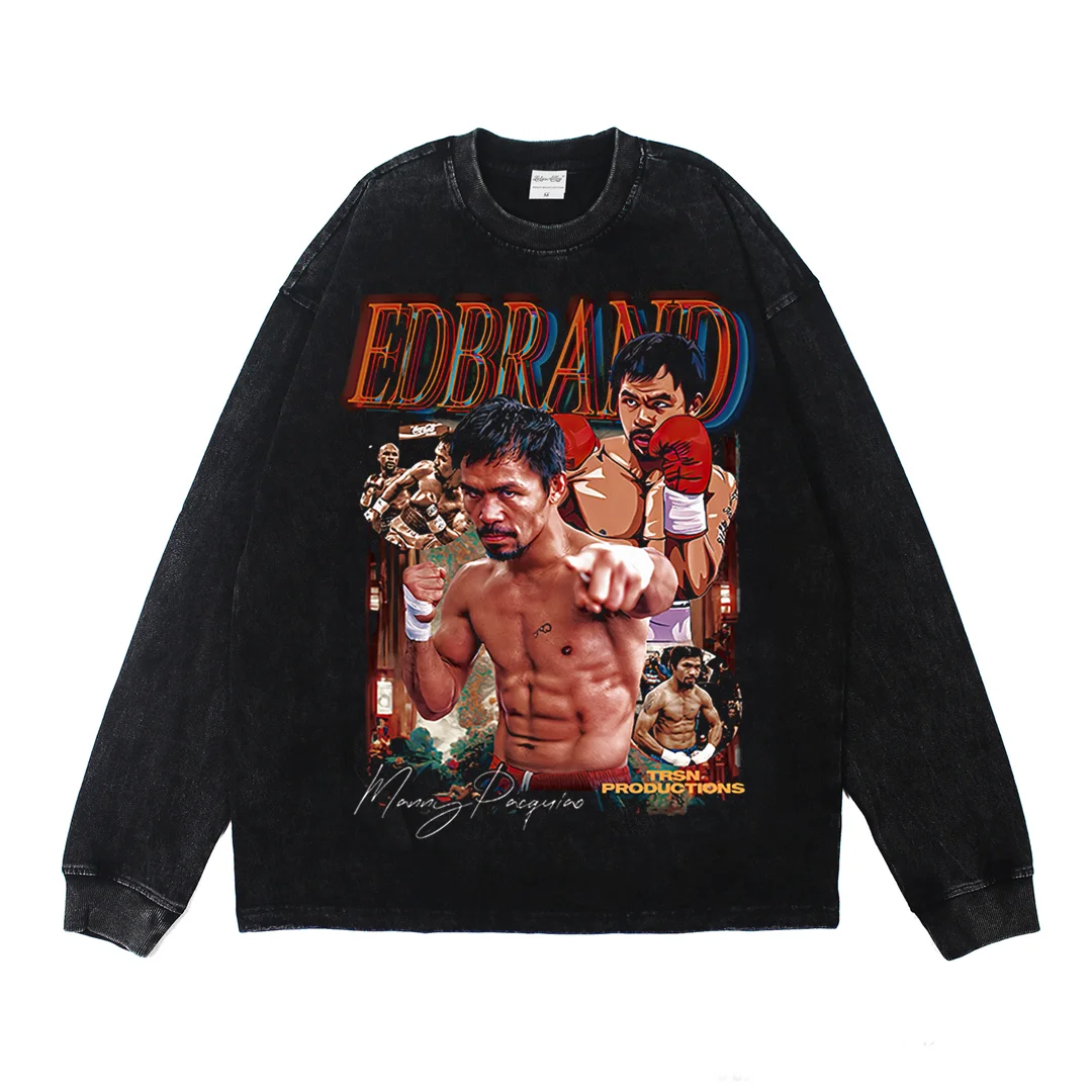 Asian Cruise ip Pacquiao Boxing UFO Digital Direct Spray ort Sve Pure Cotton Fitn T-irt Lotus Alley  Brand