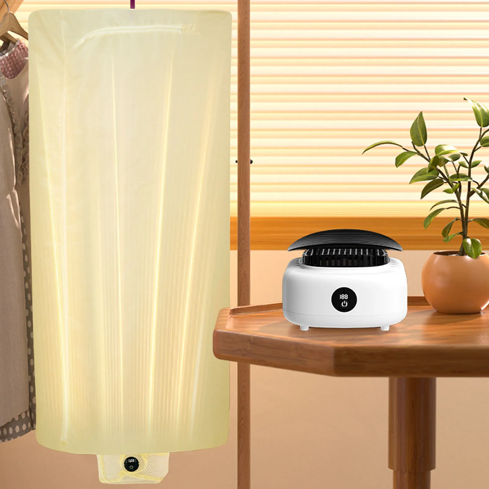 مجفف ملابس محمول بقدرة 800 وات - آلة تجفيف سريعة مدمجة وقابلة للطي مع شاشة رقمية، مثالية للسفر والمنزل والشقة