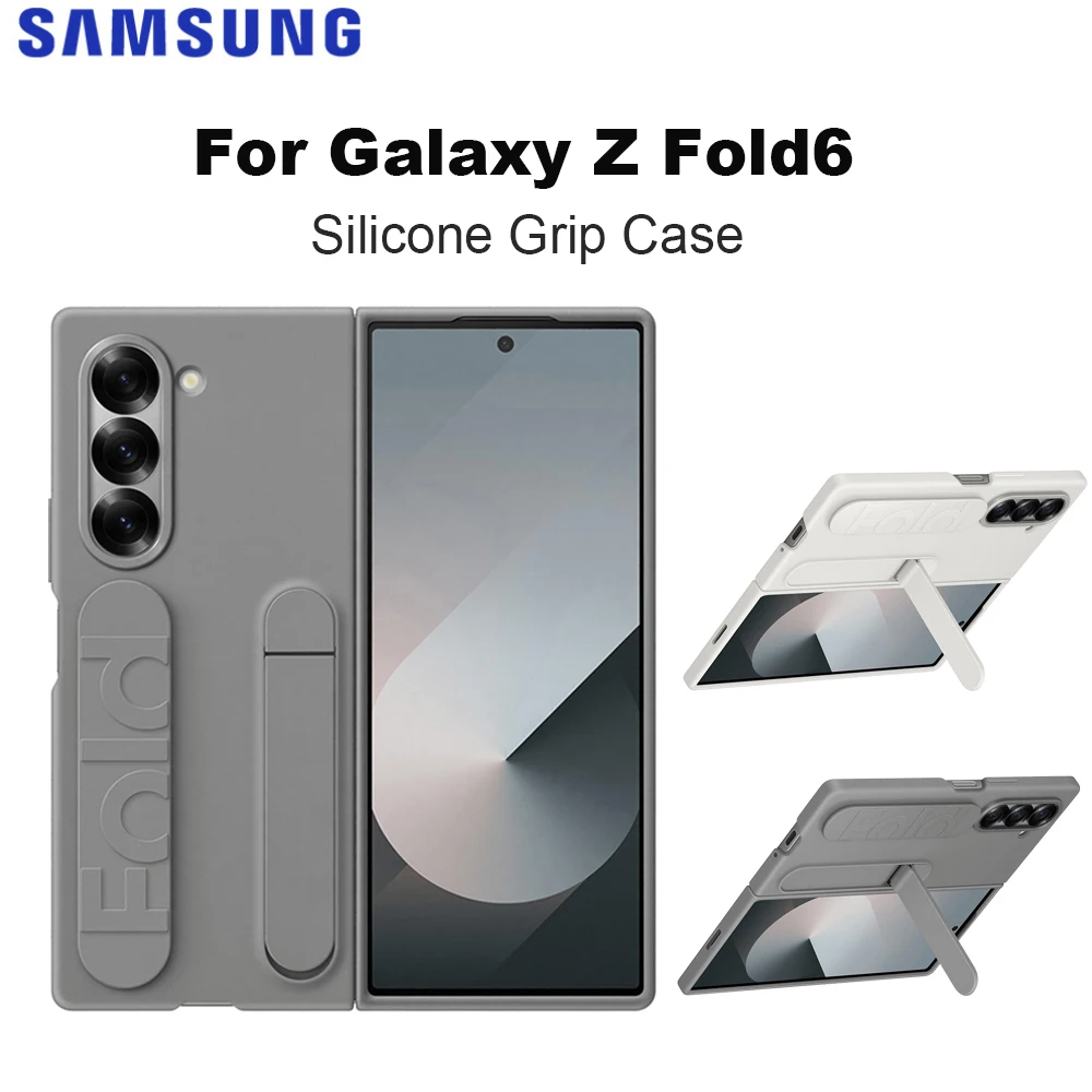 Original For Samsung Galaxy Z Fold 6 Silicone Phone Case Protective Cover with Stand Z Fold6 Silicone Grip Case EF-MF956