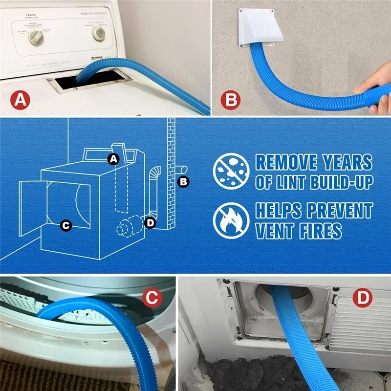 

Vacuum Hose Attachment Dryer Vent Cleaner Kit Compatible With All Vacuum Cleaner, Quickly Lint Remover
