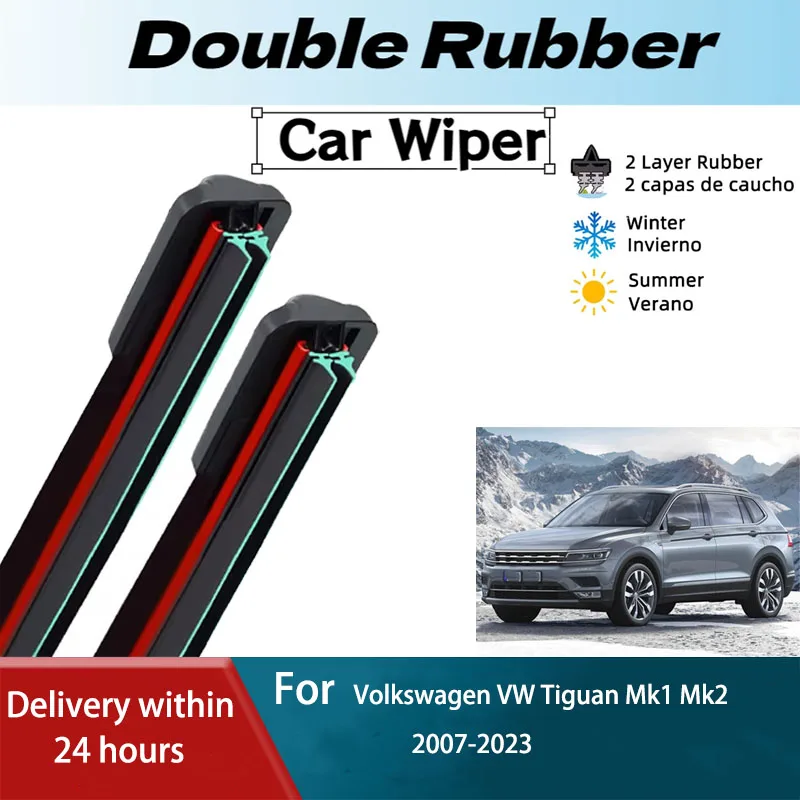 LH Front Rear Windshield Wiper Blades For Volkswagen VW Tiguan Mk1 Mk2 Allspace 2007-2023 RLine Accessories 2008 2017 2019 2021