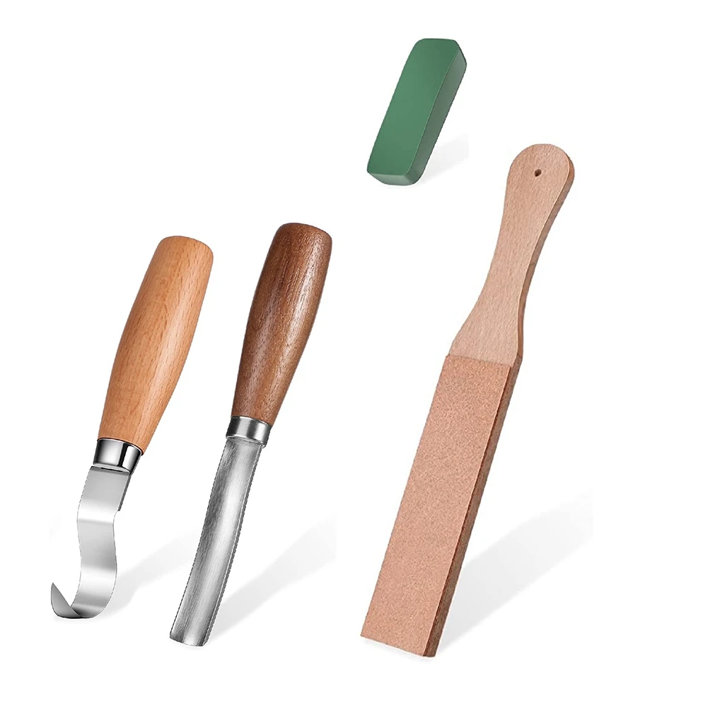 

4 Pieces Wood Carving Tools Kit, Spoon Carving Hook Knives with Wood Carving Gouge Chisel Bowl Scoop Carving Set