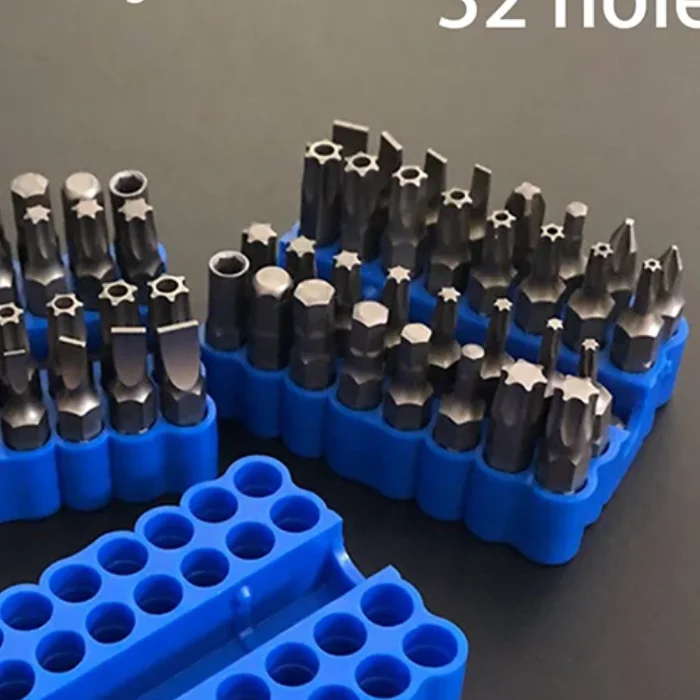 2-piece Set 32-Hole Bit Holder for 6.35mm Shank Storage Box, Hex Shank Screwdriver Drill Organiser