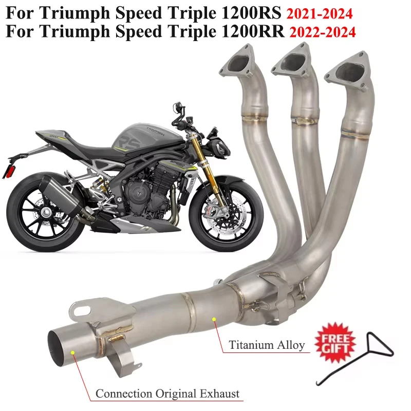 Titanium Alloy Slip On For Triumph Speed Triple 1200RS 2021 1200RR 2022 - 2024 Motorcycle Exhaust Front Link Pipe Escape Muffler