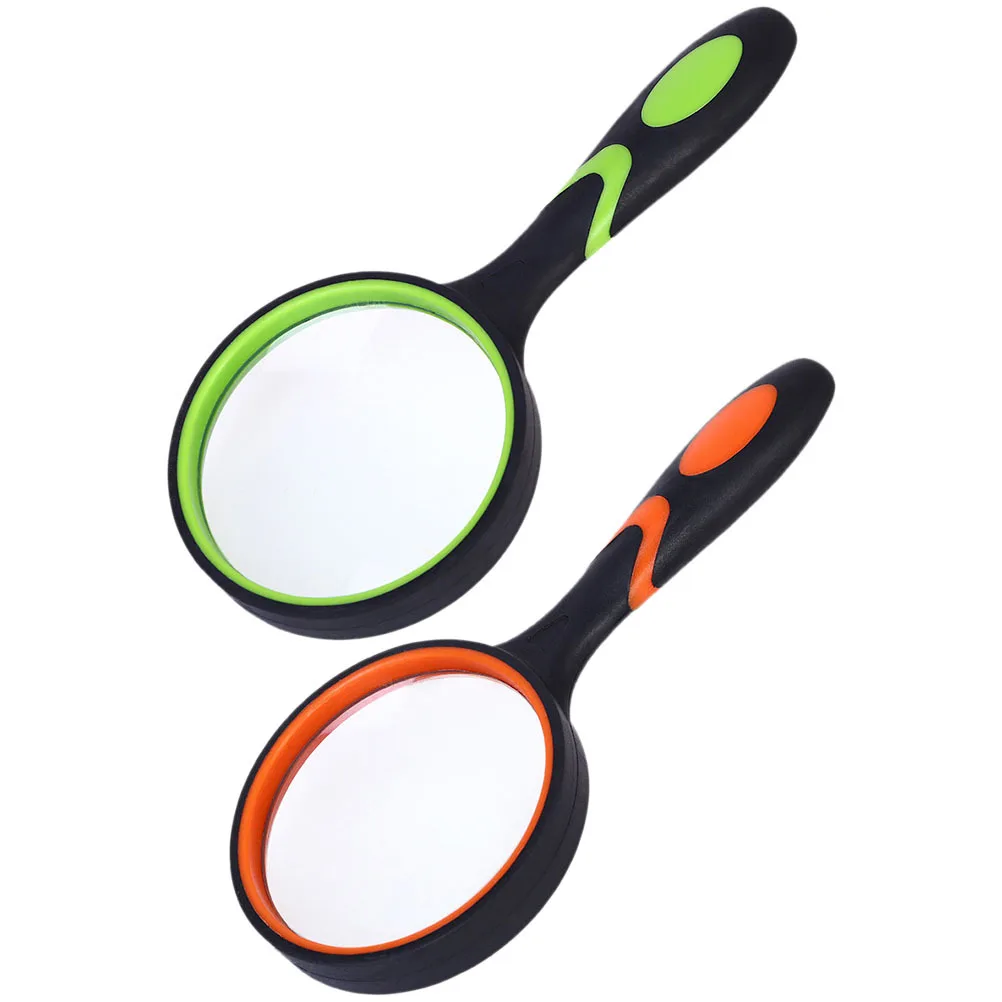 

2Pcs 10x Handheld Magnifying Glass Clear Vision Reading Tool for Children Elderly Science Handheld Magnifying Glass