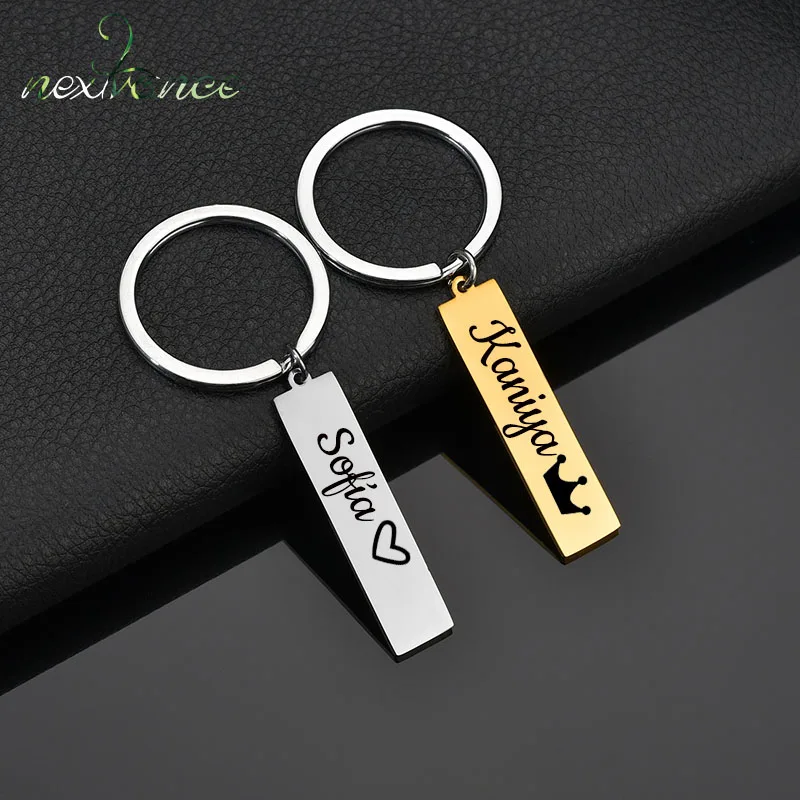 Nextvance Customize Name Keychain Stainless Steel Engrave Car Date Key Chain Personalized for Women Anniversary Jewelry Gift