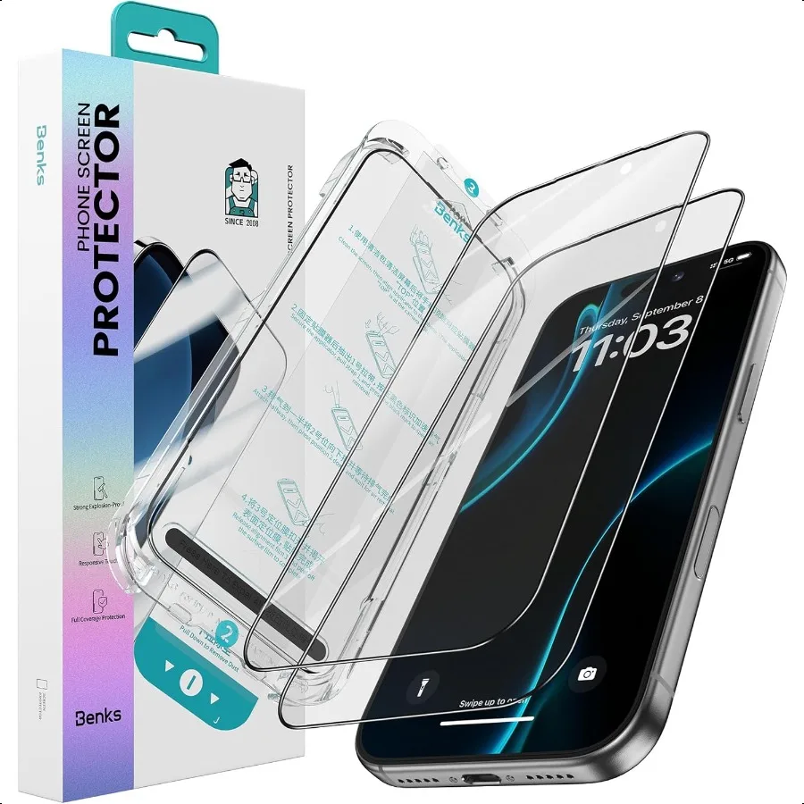 

Матовая защитная пленка для экрана iPhone 17 Pro Max [2 шт.] Полное покрытие из закаленного стекла с антибликовым покрытием и защитой от отпечатков пальцев Простая установка