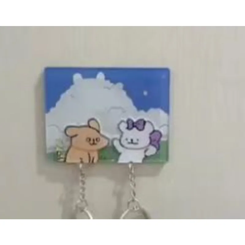 Cartoon Couple Keychain Creavtie Behind The Door Storage Holders Refrigerator Sticker Autohesion Friends Pendant Accessory