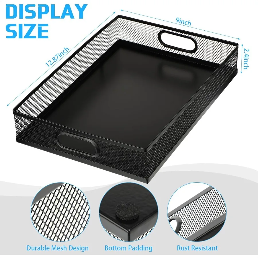 Tandefio 3 قطعة درج مكتب درج منظم شبكة معدنية صندوق تخزين مكتبي منظم الملفات مع مقبض المحمولة سلة تخزين كبيرة