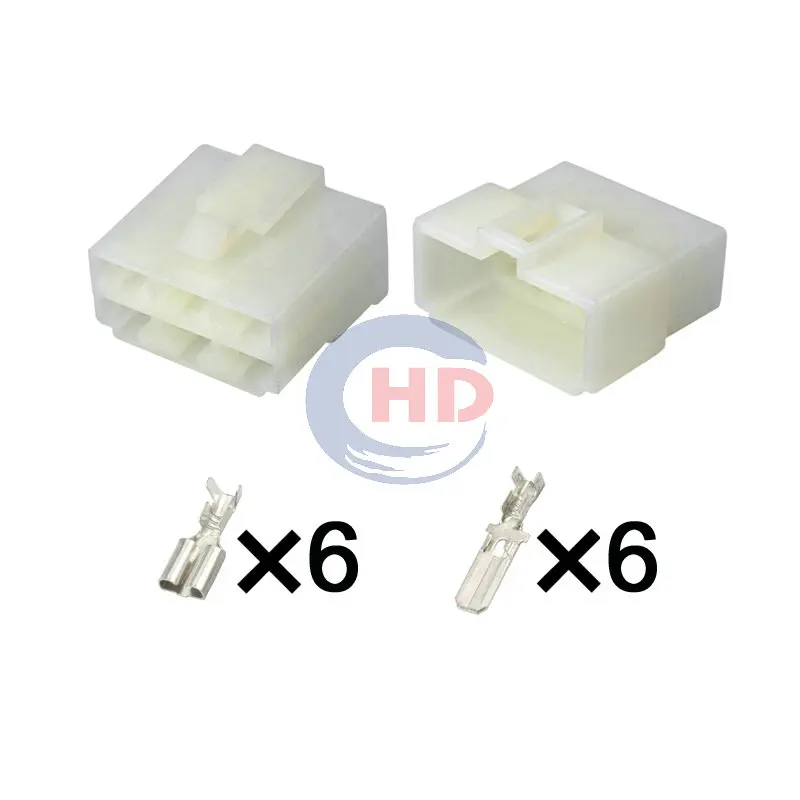 

1-20 sets 6 Pin Motorcycle Regulator Rectifier Charger Connector Plug HD061-6.3-11 HD061-6.3-21