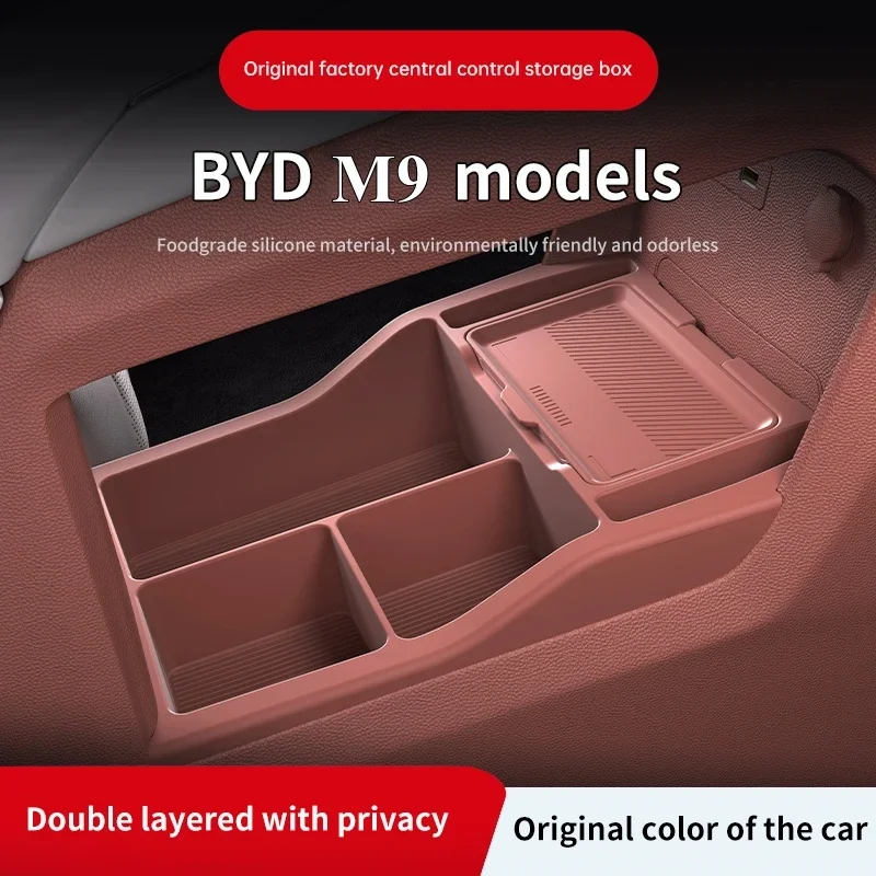 2025 For BYD M9 Center Console Below Storage Box Central Control Organizer Mat Car Interior Silicone
