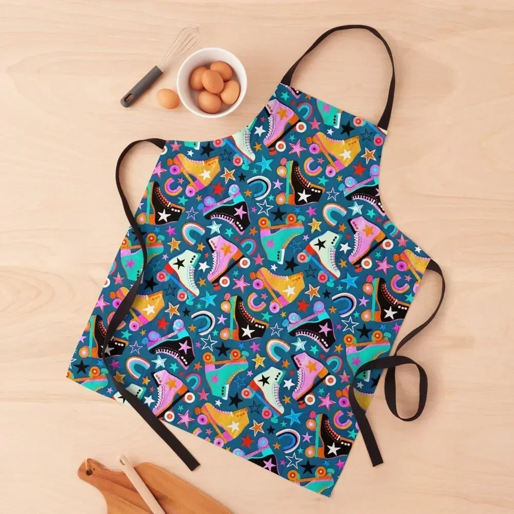 

Retro Rainbow Roller Skates and Stars Apron Sexy Woman Work waterproof for women Apron