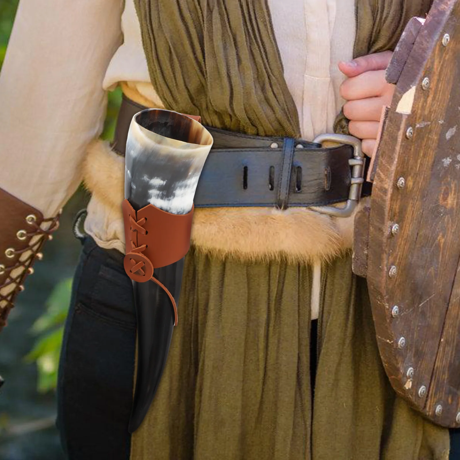 

Medieval Belt Cup Horn Mug with Holder Drinking Horns Cups Decorative Inspired Viking Wine