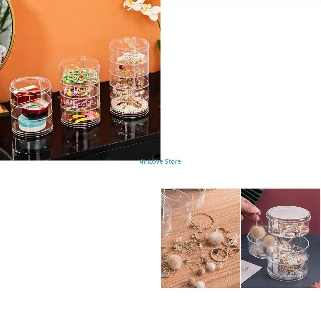 

T4MD 3/4/5Tier Space Saving Jewelry Storage Stackable Rotating Jewelry