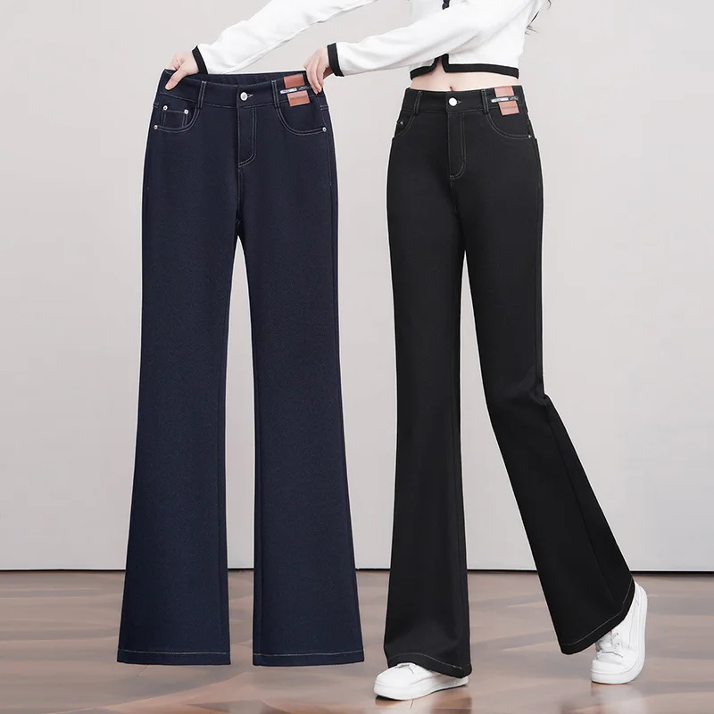 다용도 플레어 진 겨울 신상 하이웨이스트 슬림핏 두꺼운 따뜻한 플레어 팬츠