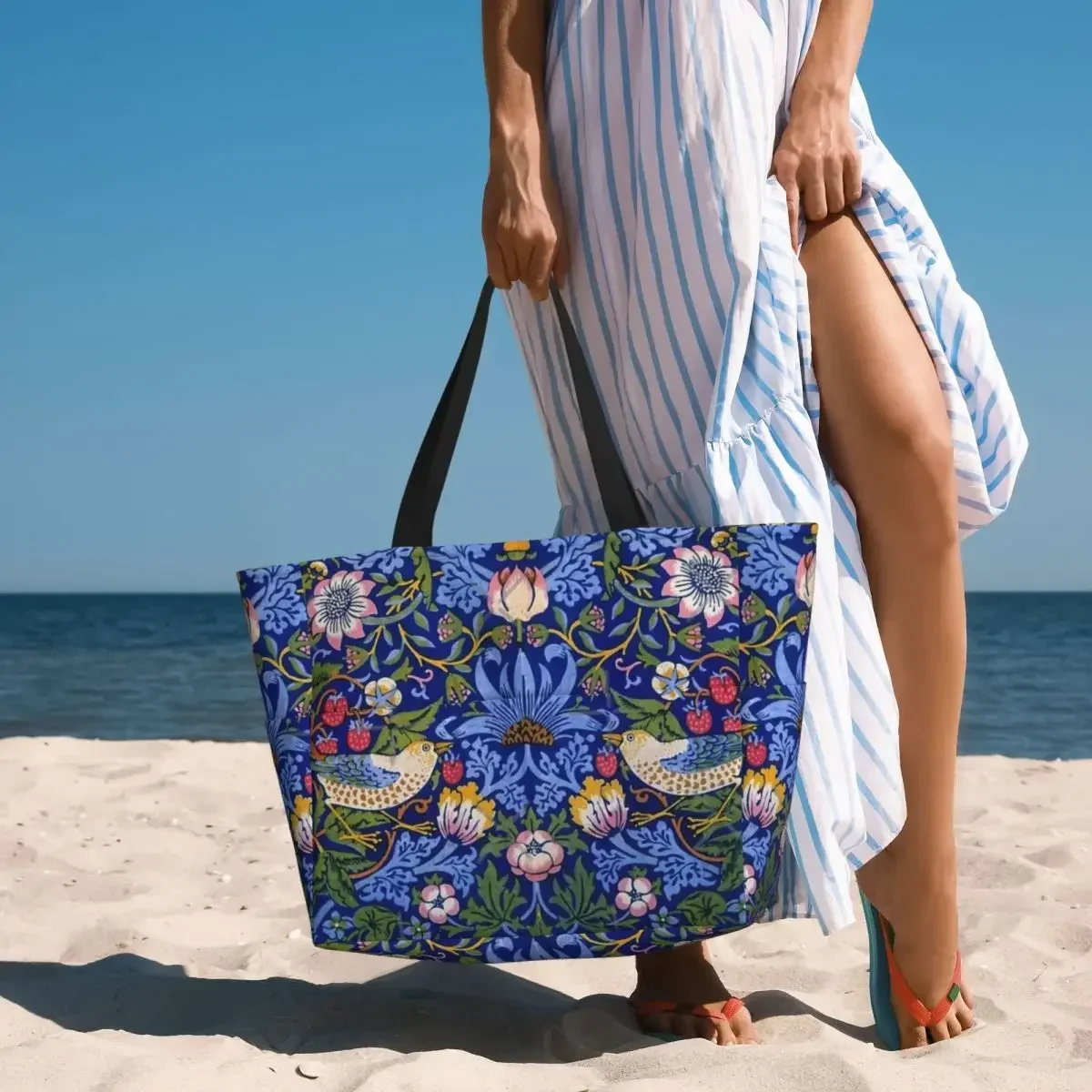 William Morris The Strawberry Thief bolsa de viaje para playa, bolso de mano personalizable de gran capacidad, bolso de hombro deportivo de varios estilos