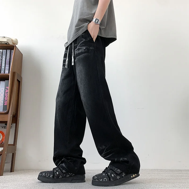 2026 Spring/Autumn New Jeans Men's American Cat Beard Casual Straight Pants Large Wide-leg Pants