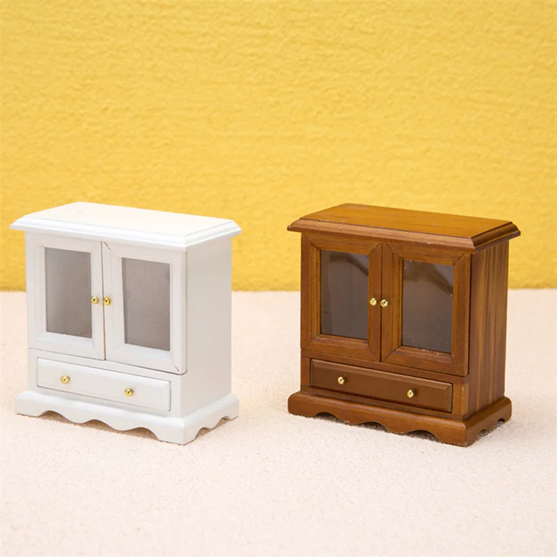 1:12 Dollhouse Miniature Wall Cabinet Hanging Storage Organizer Cupboard House Furniture Model Decor Toy Doll House Accessories