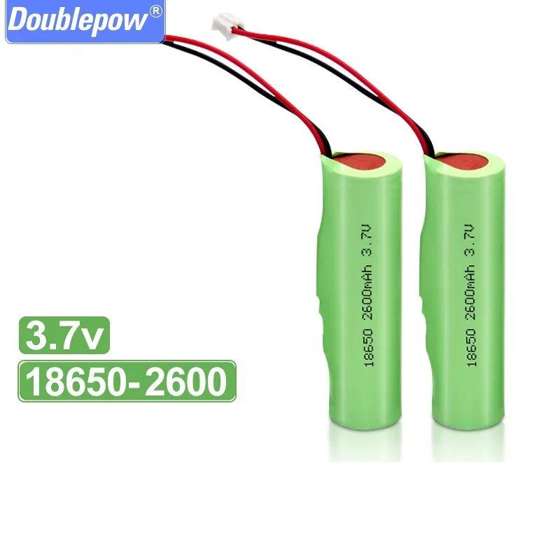 DOUBLEPOW 18650 литиевая батарея 3,7 В литиевая батарея 2600 мАч + линия, вилка для фонарика, игрушечного вентилятора, цифровой электронный продукт