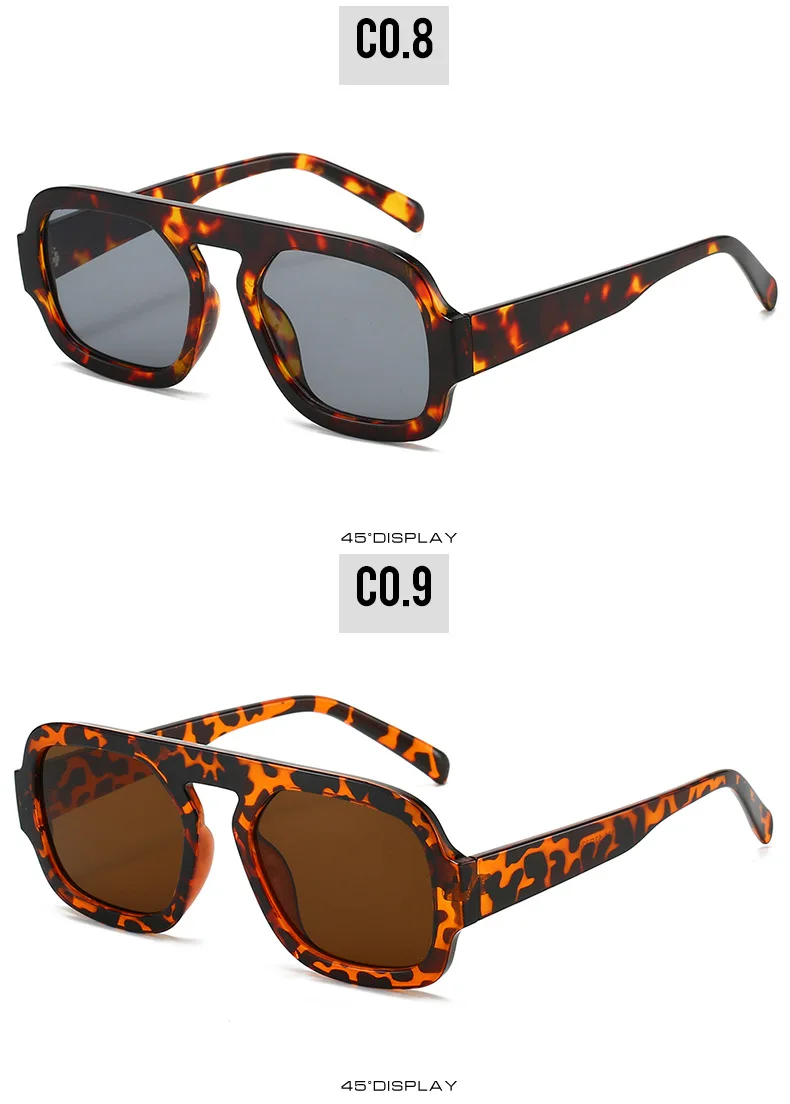 SO&EI Retro Quadratische Sonnenbrille Frauen Mode Gradient Shades UV400 Männer Punk Blau Grün Sonnenbrille – Detail 11