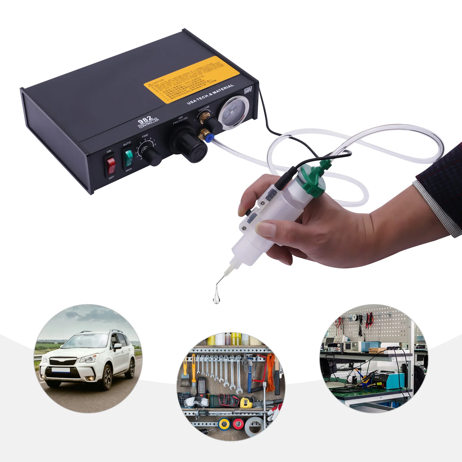 Máquina dispensadora de pegamento semiautomática, 220V, 982, para soldadura de pegamento amarillo, operaciones semiautomáticas/manuales