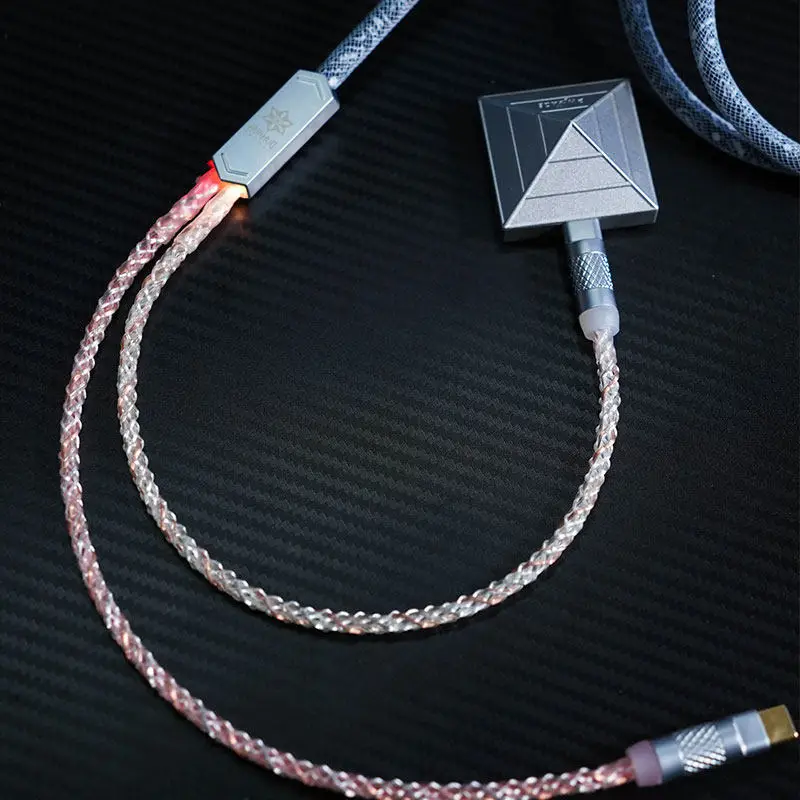 Custom Huohua Esports Paisley 1-to-2 Aviator Cable, Full 8K Polling Rate Data Line for Magnetic Axis & Mechanical Keyboards
