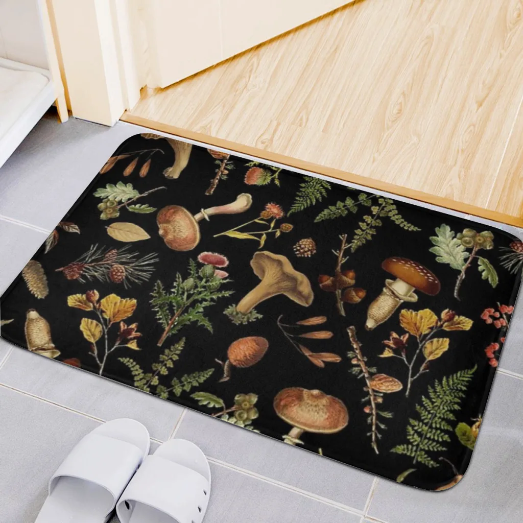 

Carpet Floor Mat Nordic Style Home Mats Bedroom Vintage Mushroom Woodland Botanical Night Garden Hotel Decor Mat Alfombra Rug