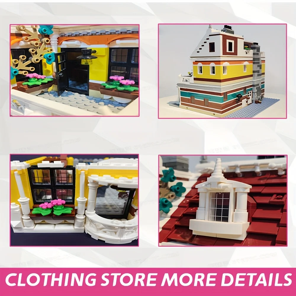الإبداعية 3000 + قطعة MOC متجر الملابس اللبنات نموذج مثالي مدينة عرض الشارع الطوب مدينة للبخار للهدايا الكبار