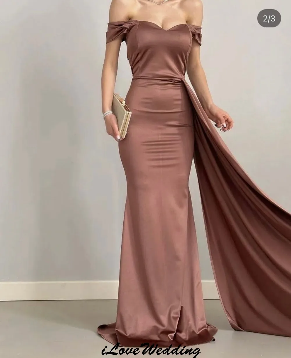 

Mermaid V-Neck Elegant Bridesmaid Dresses 2025 Off The Shoulder Wedding Party Dress For Women Ribbons Floor Length Customized