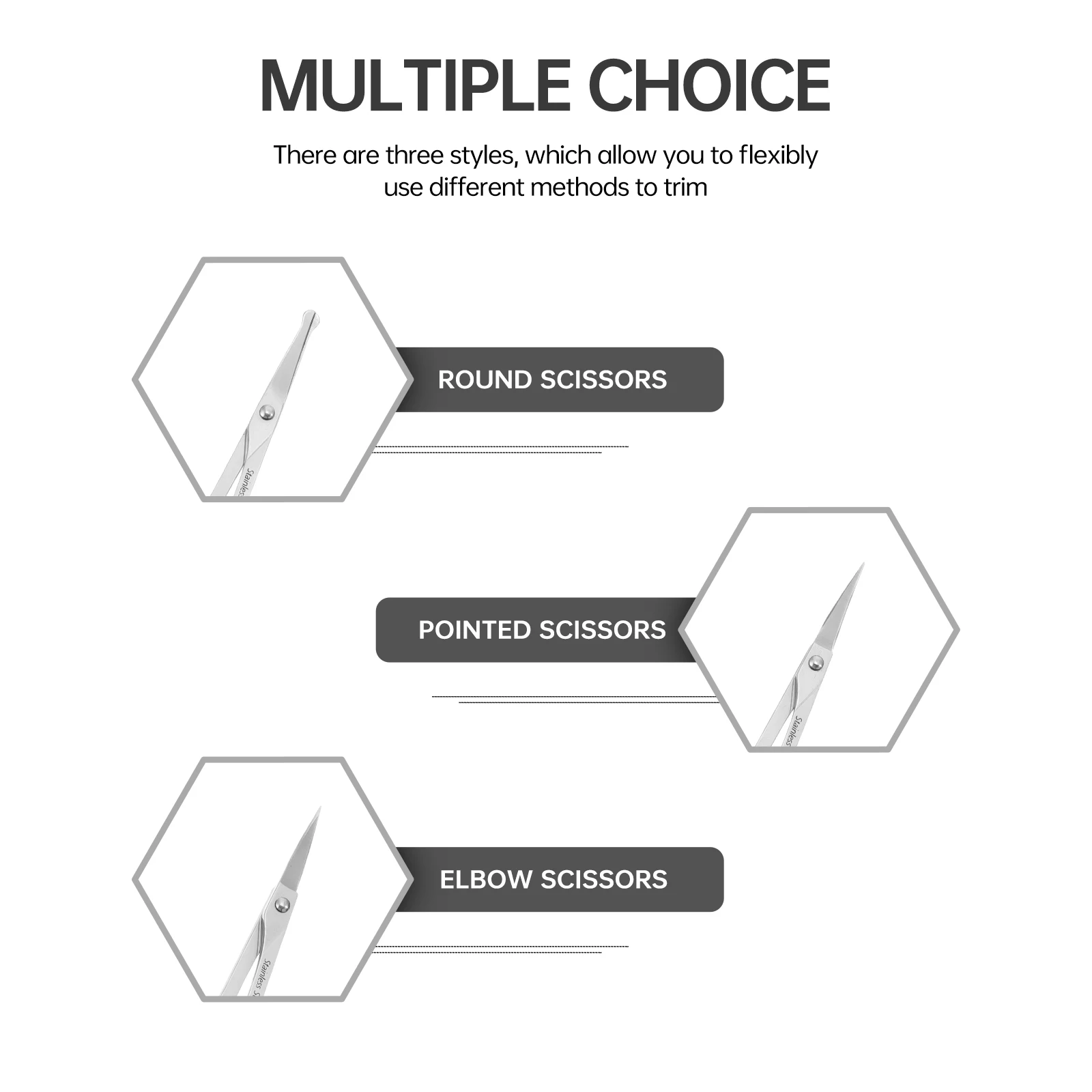 3 قطعة مقص ماكياج الفولاذ المقاوم للصدأ قسط الحاجب اللحية الأنف الشعر التهيأ التشذيب مقص مجموعة أداة شعر الوجه