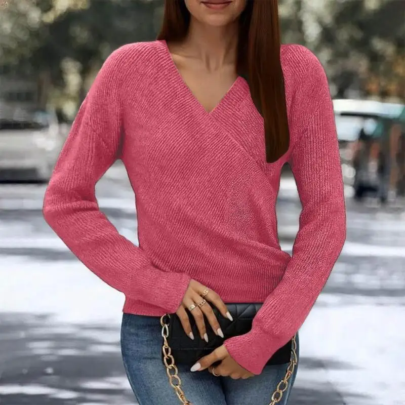 

39BC Easy Care Polyester Fall Outfit Women's Sweater V Neck Long Sleeve Pullover Tops