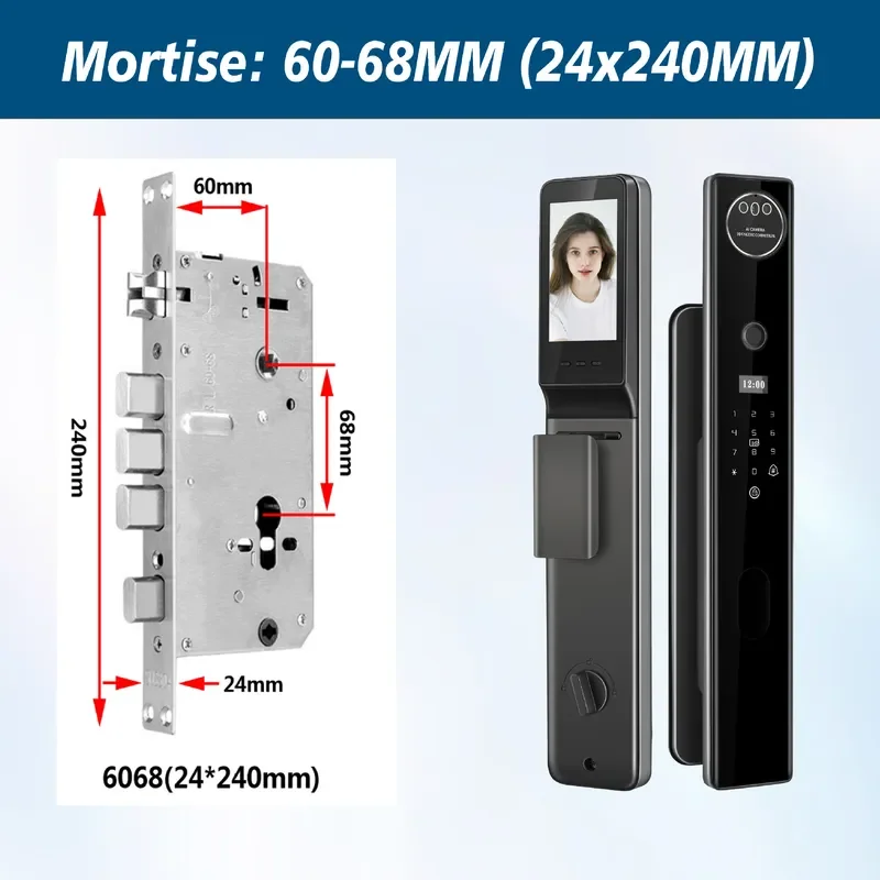 Tuya Smart Password Lock Face Recognition Fingerprint Door Lock APP Video Surveillance Temporary Multilingual