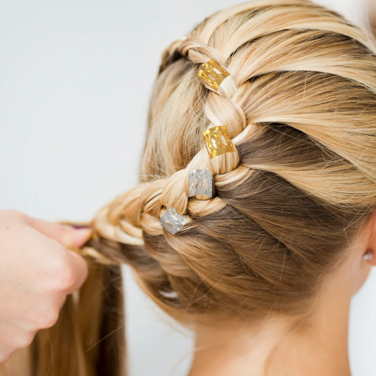 200 قطعة من الأصفاد المعدنية ذات الصنعة الدقيقة المجوفة وخفيفة الوزن وإكسسوارات الشعر المزخرفة وأصفاد الشعر الذهبية والفضية #6