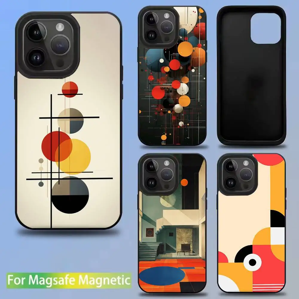 

Geometric Bauhaus art Phone Case For iPhone 16,15,14,13,12,11,Pro,Max,Plus,Mini,SE New Magsafe Magnetic Wireless Charging