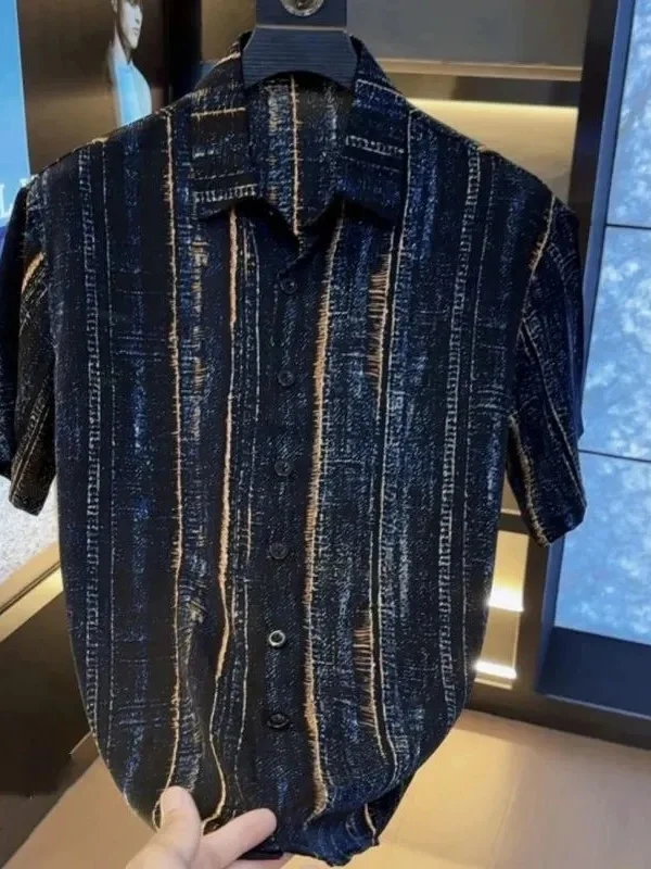 High-End Men's Short-Sleeve Shirt Casual Thin Breathable Retro Chinese Style Daily Leisure Shirt Male Fashionable Top Male
