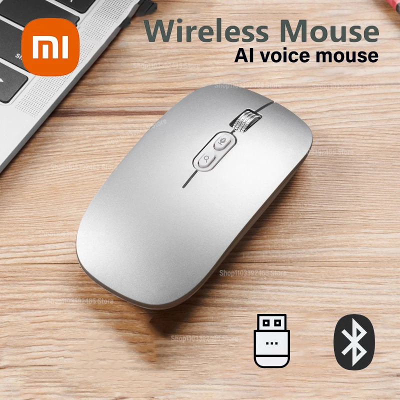 Xiaomi Dual Mode Mouse AI Smart Voice Search Wireless Bluetooth Mouse 1600DPI Silent Rechargeable Mouse Office Learning AI Mouse