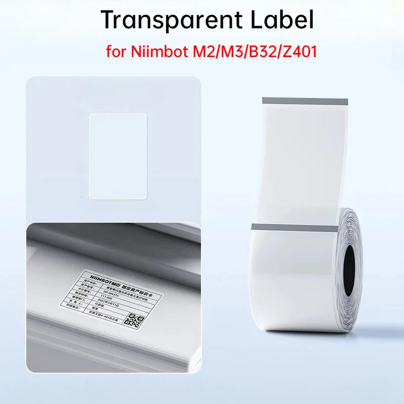 Niimbot M2/M3/B32/Z401 Transparent Label Self-adhesive Heat Transfer Printing Waterproof  Tear-resistant Clear Sealing Stickers