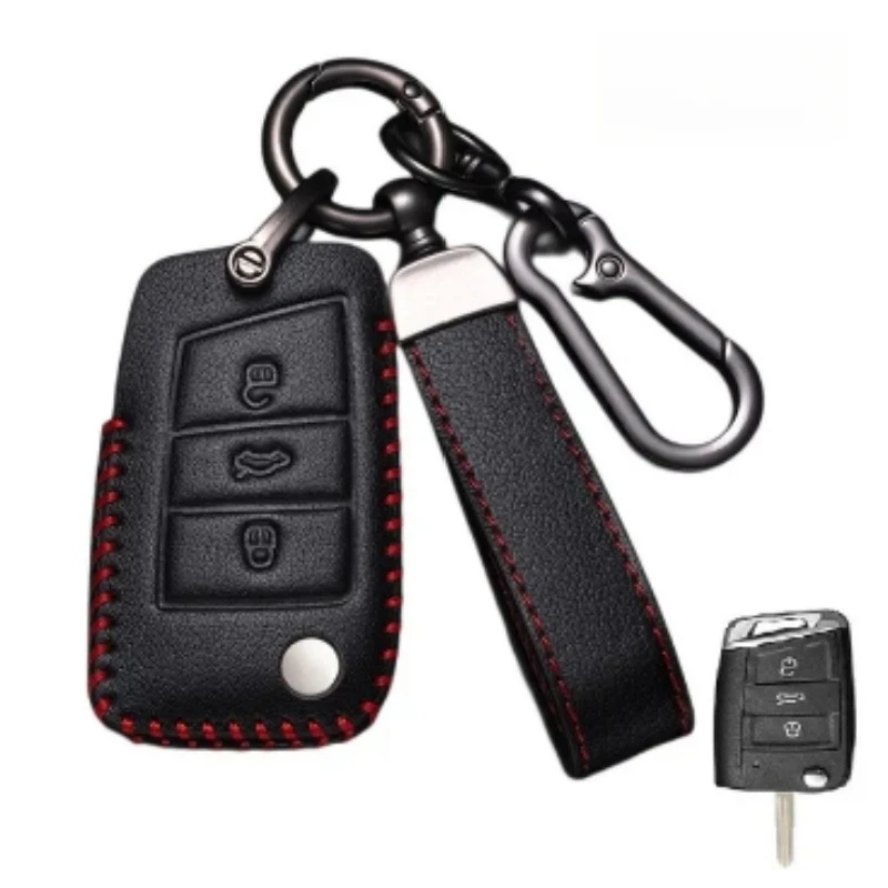 

Fashion Leather Car Key Case Cover Fob For Volkswagen VW Golf 7 ALLTRACK MK7 Tiguan SEAT Ateca Leon FR 2 Ibiza Skoda Octavia