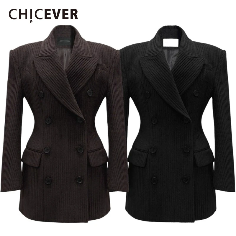 

CHICEVER однотонная куртка с карманами, женская утягивающая винтажная литературная куртка с лацканами и длинными рукавами, осенняя модная стильная новинка