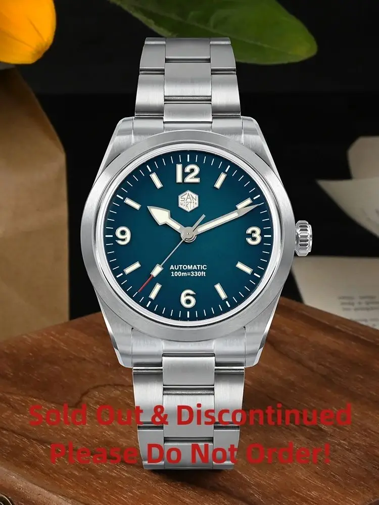Reloj San Martin de 38mm para explorar para hombre NH35, reloj de pulsera deportivo mecánico automático, nueva pulsera de BGW-9, SN0107-3/4 resistente al agua 100M