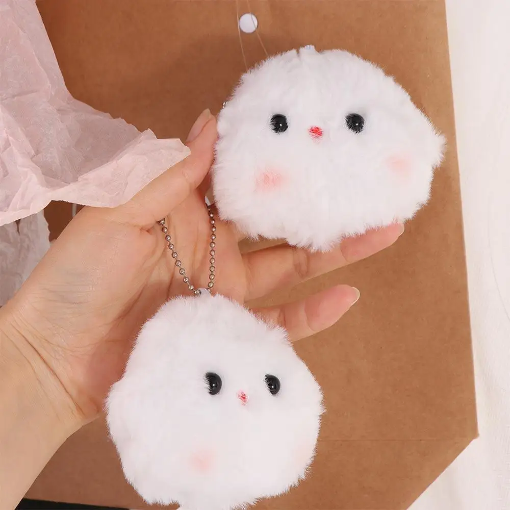 Cute PP Cotton White Ghost Keychain Halloween Fluffy Ghost Doll Anime Keyring Plush Funny Stuffed Doll Key Chain Bag Accessories