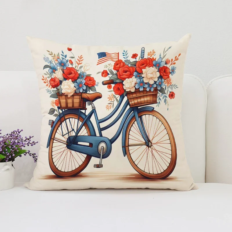 45x45 Pillow Cover Vintage Bicycle Double Sided Printed Sofa Decorative Cushion Cover Home Gift Room Decorative Cushion Cover