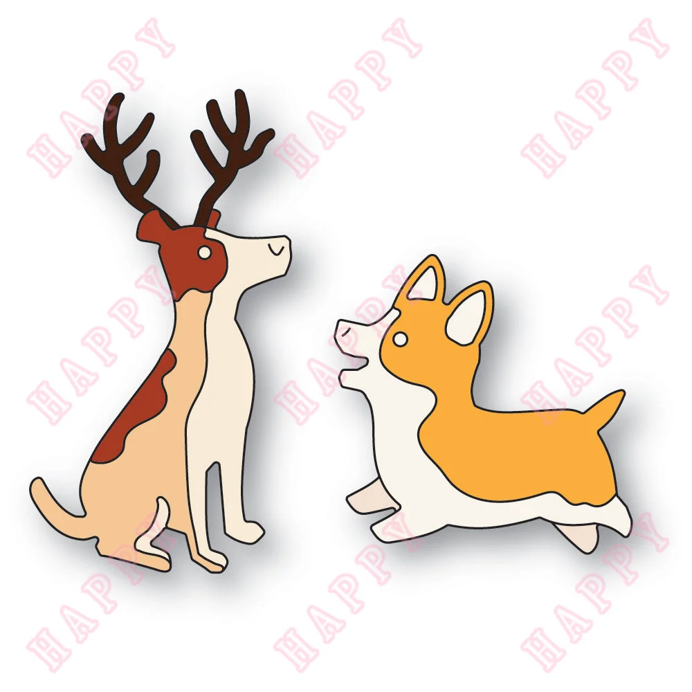 

Merry Christmas Metal Cut Dies Playful Pups Scrapbook Diary Decoration Paper Craft Embossing Template DIY Greeting Card Handmade