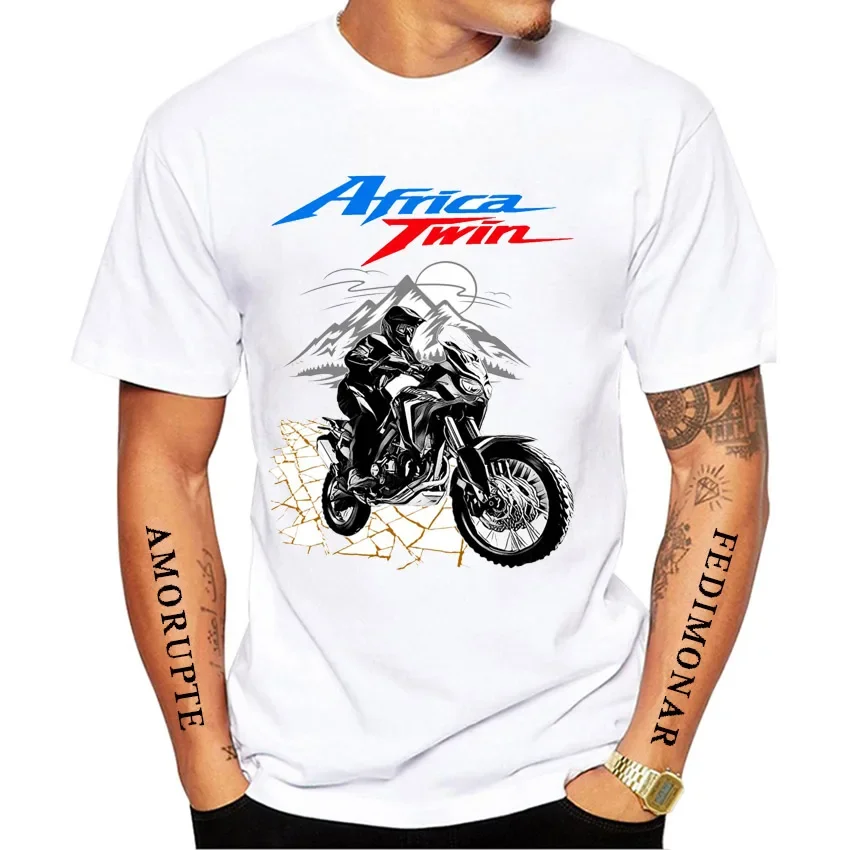 New Men Short Sleeve GS Adventure Hon Africa Twin Crf 1000l Motorcycle T-Shirt Boy White Top Moto Rider Sport Casual Tees