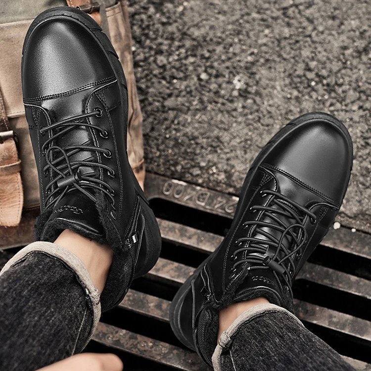 Große Herren-Schneestiefel mit Winterfleece Warme Herren-Baumwollschuhe Herrenstiefel – Detail 6