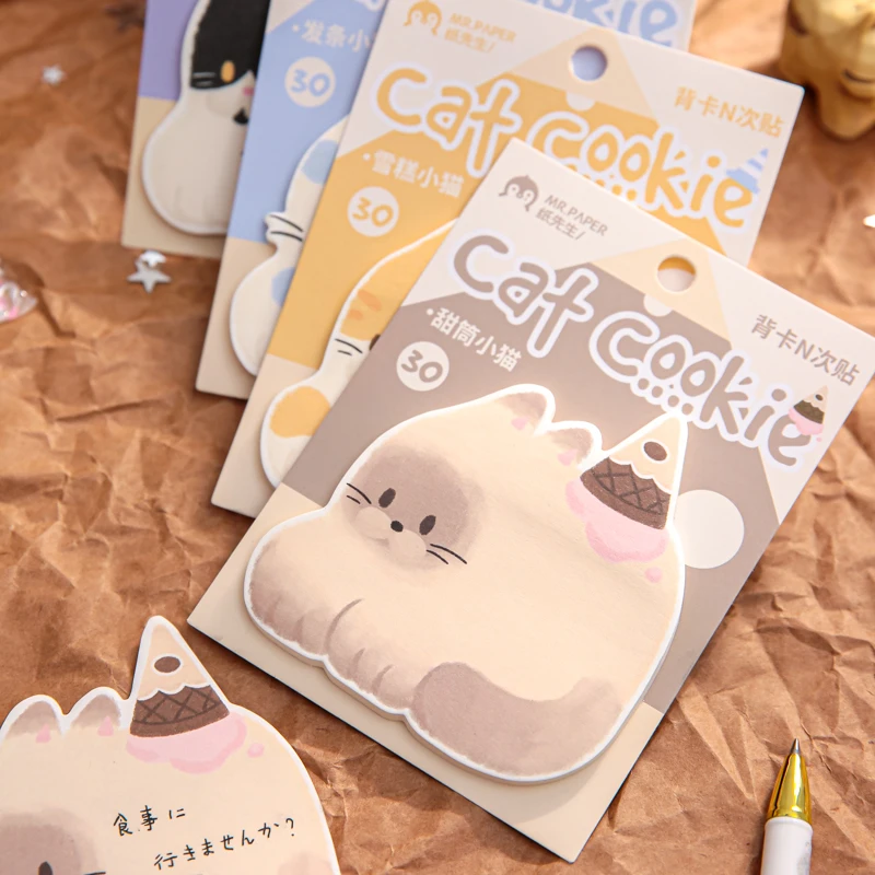 30 قطعة مظهر القط لطيف مذكرة الوسادة المواد ورقة الكولاج غير المرغوب فيه مجلة خلفية ورق تزيين المفكرة DIY بها بنفسك سجل القصاصات #1