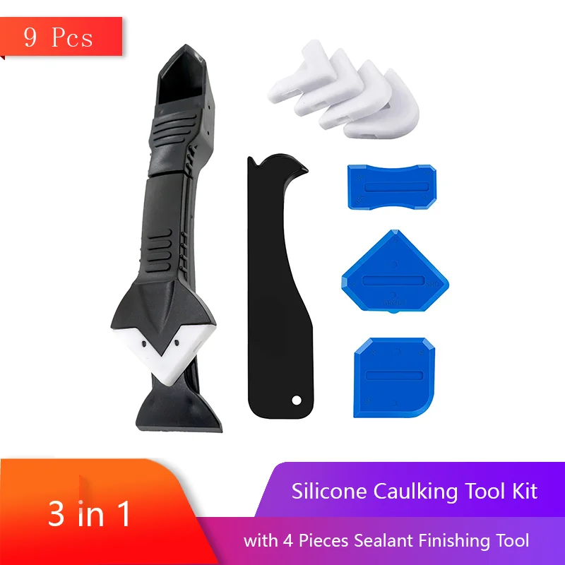 3 in 1 Silicone Caulking Tool Kit Silicone Remover Caulk Finisher Sealant Smooth Scraper Grout Set Tools