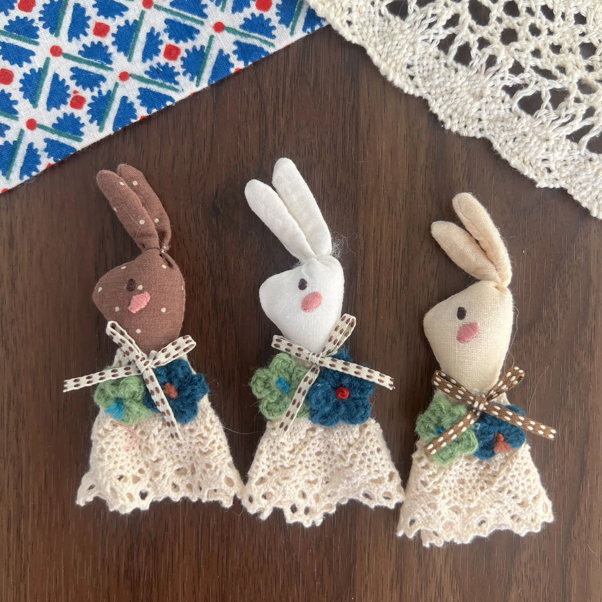 Brooch Pin DIY Cute Rabbit Plush Filled Linen Craft Supply for Scarf Hat Bag Decoration Lightweight Mini Soft Handmade