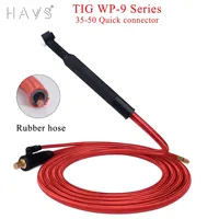 4/7m WP9 TIG Welding Torch Gas-Electric Integrated Red Rubber Hose Cable Wires 5/8 UNF Quick Connector 35-50 Euro Connecto