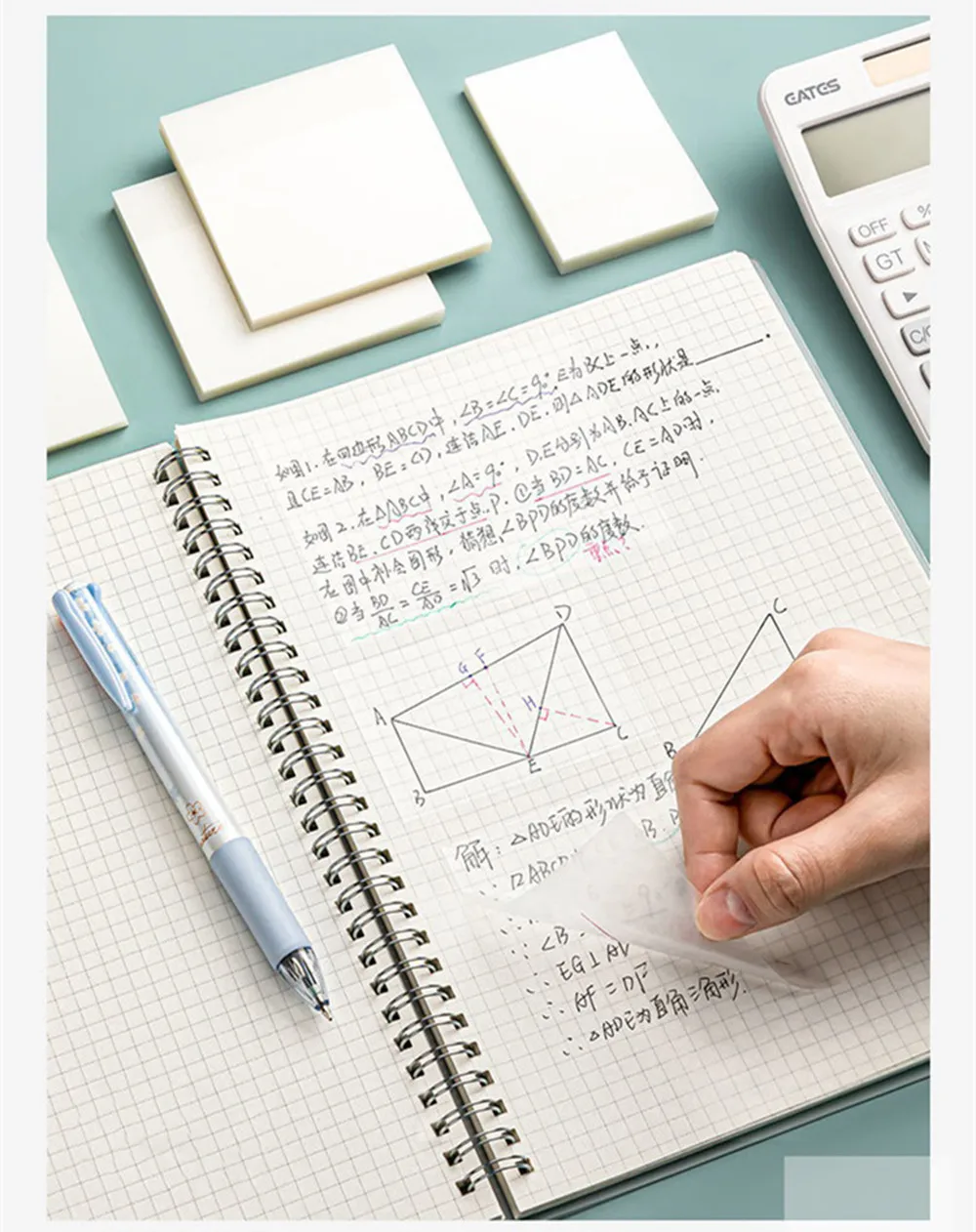 50sheets Transparent Sticky Note Memo Pad Note Pads Bookmark Waterproof Tearable Sticker Paper Students School Office Supplies